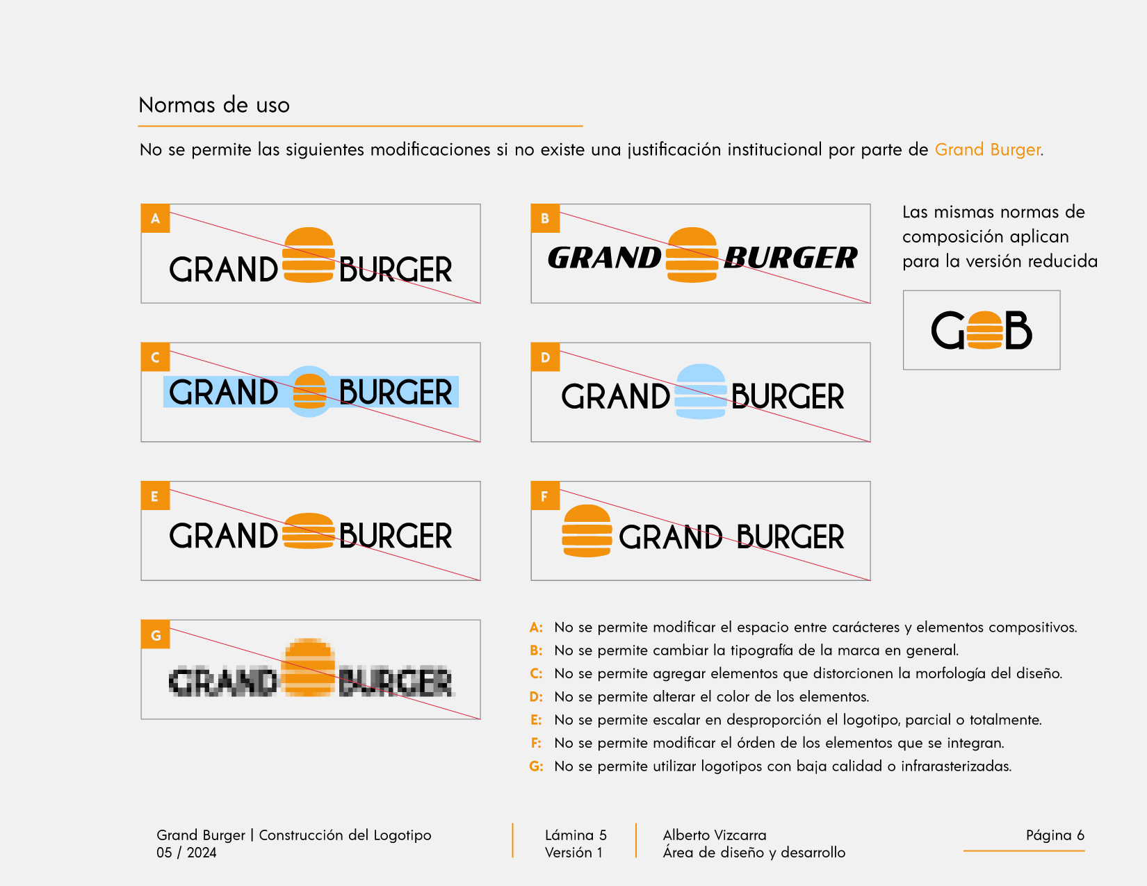 Identidad de marca Grand Burger Morelia