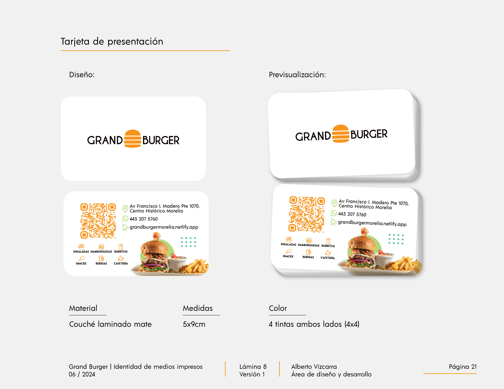 Identidad de marca Grand Burger Morelia